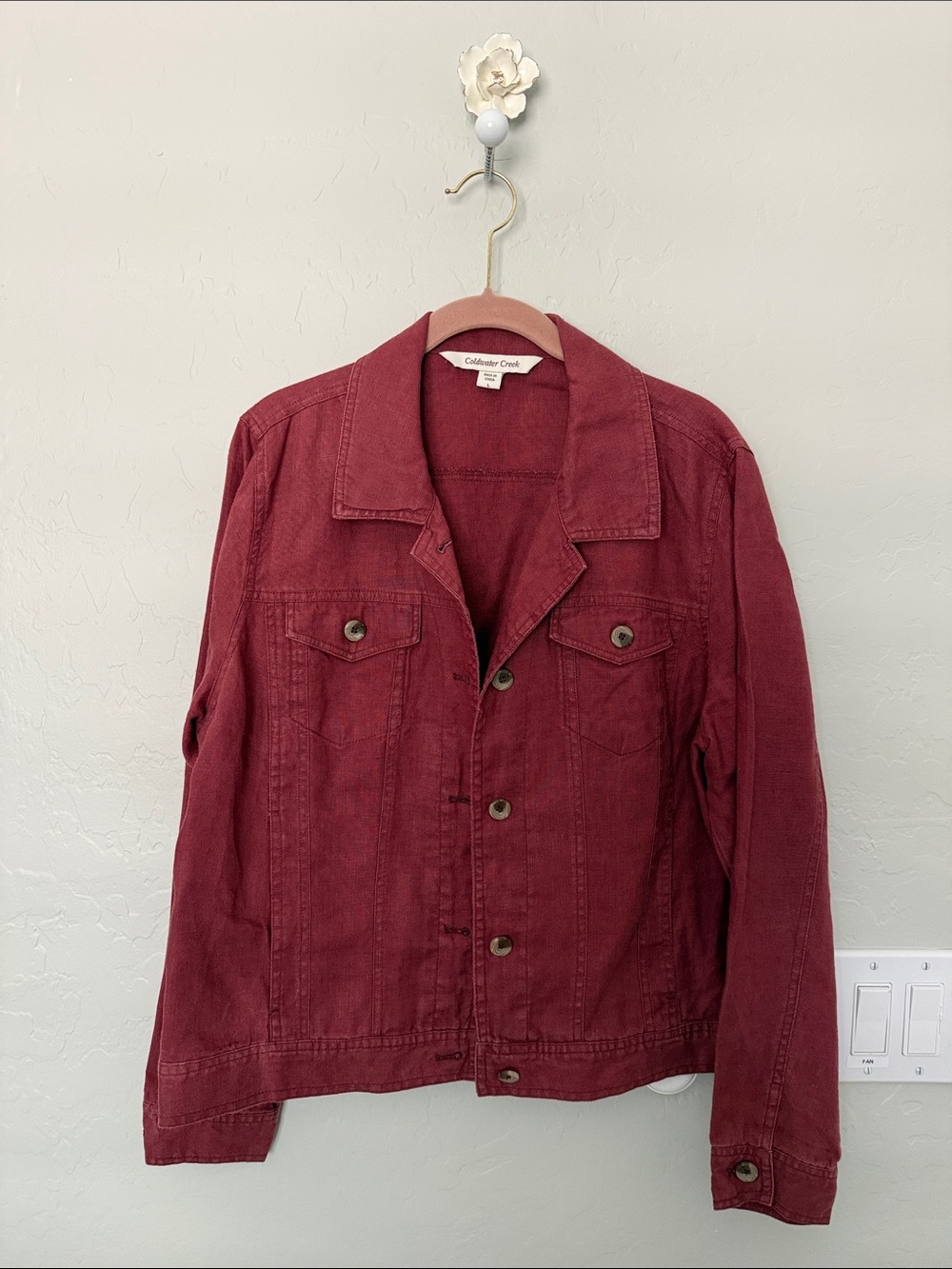 Coldwater Creek Wine-Red linen Jacket